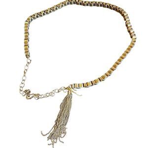 BEBE gold tassel belt  